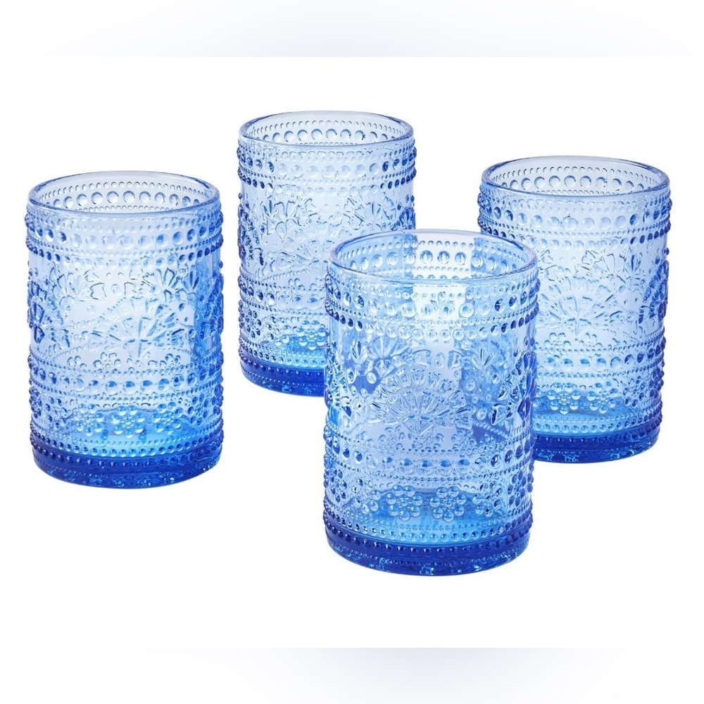 S•A•L•E🔥Pioneer Woman Channing Blue 11-Oz Glasses Set of 4